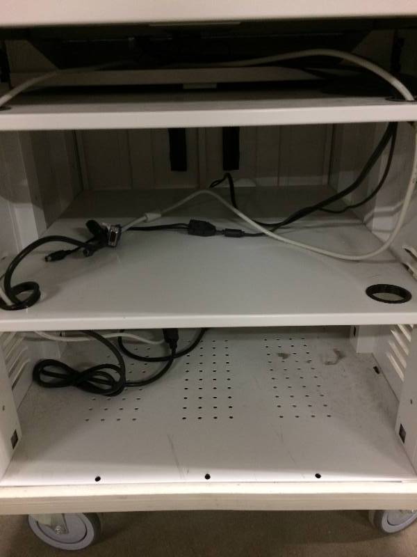lot 21 image: Hospital Grade Medical Mobile Supply Cabinet Endoscopy Utility AV Crash Cart with Monitor Mount - Excellent Condition With Power Supply And Cords Great For Mechanics ETC