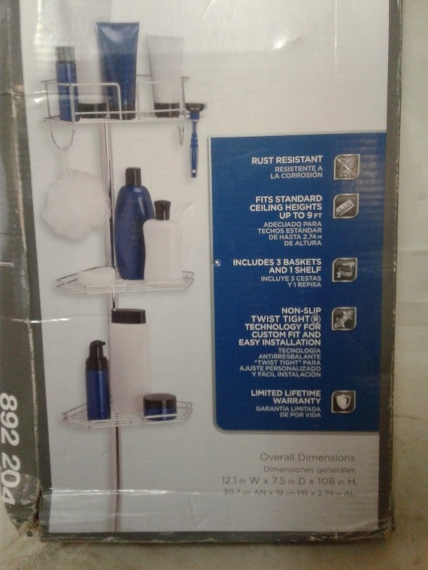 lot 63 image: Glacier Bay Premium Shower Pole Caddy,