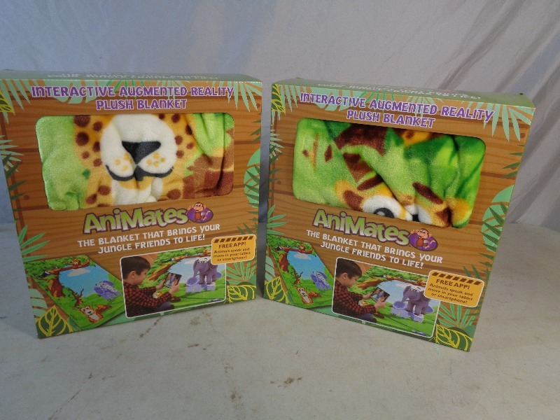 lot 14 image: 2 New Animates Augmented Reality Plush Blankets