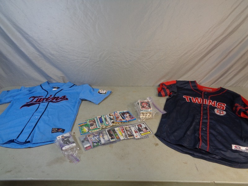 lot 24 image: Sports Cards and 2 Minnesota Twins Jerseys
