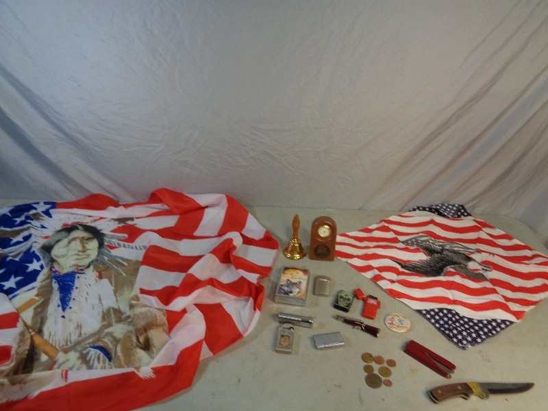 lot 41 image: Native American Flag, Lights, Knives, More