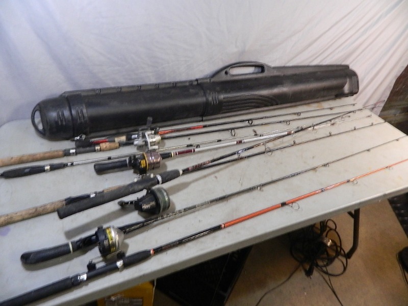 lot 110 image: Fishing Rods, Rod Case, Etc