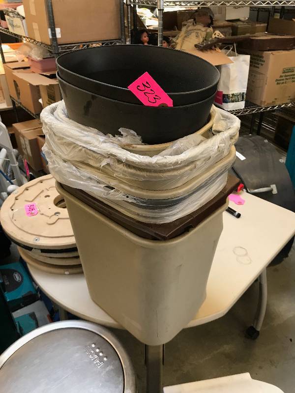 LOT OF TRASH CANS