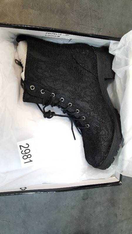 lot 2981 image: Fergalicious Womens Rocker Combat Boot  Boots Black Lace - Size 7.5
