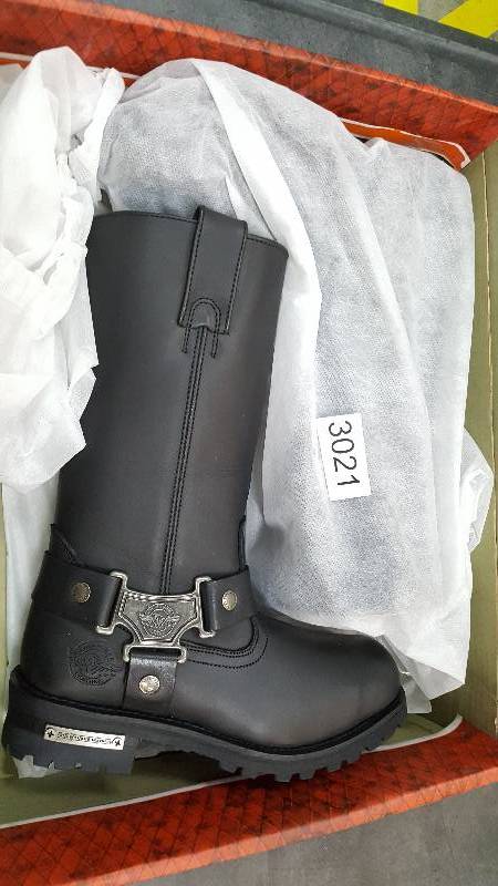 lot 3021 image: Milwaukee Leather Mens Classic Mid-Calf Harness Boot  Boots - Medium Width Black - Size 7