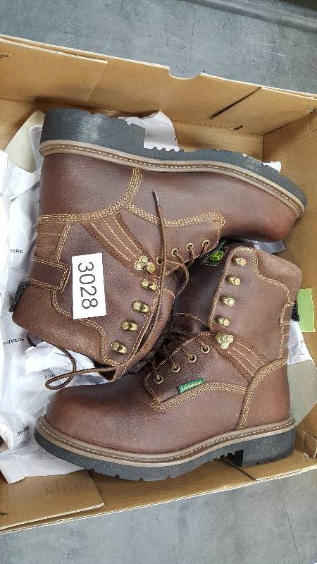 lot 3028 image: John Deere Mens All-Around FarmWork 8 Waterproof Steel-Toe Boot  Boots Wheat - Size 9.5 