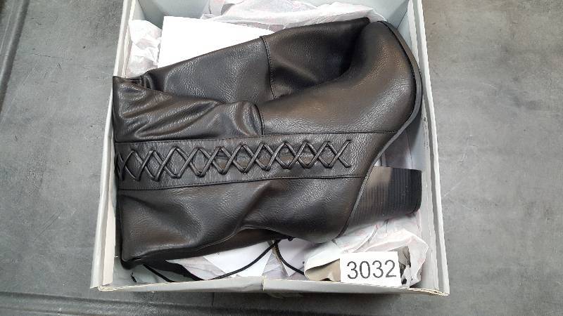 lot 3032 image: Journee Collection Womens Spritz Leather-Look Over-the-Knee Wide-Calf Boot  Boots Black - Size 10