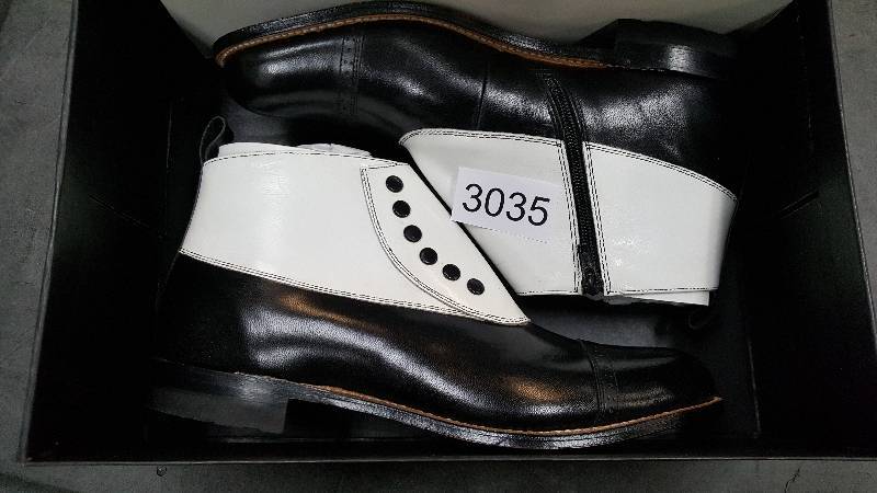 lot 3035 image: Stacy Adams Mens Madison Spat Boot  Boots BlackWhite - Size 8.5