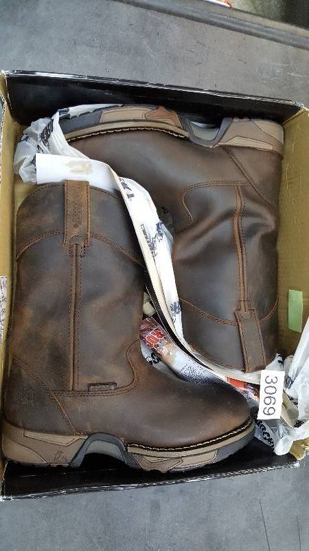 lot 3069 image: Rocky Mens Aztec Waterproof Pull-On Work Boot  Boots Color - Brown Leather Size - 10
