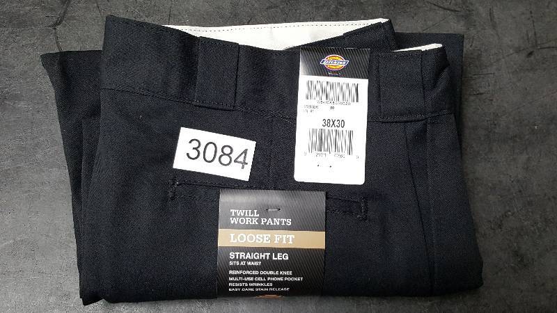 lot 3084 image: Dickies Mens Loose-Fit Double-Knee Work Pant  Pants - Black - Size 38W 30L