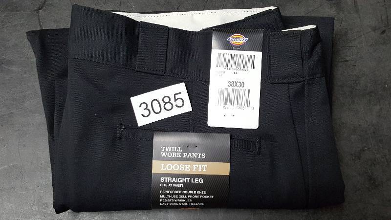 lot 3085 image: Dickies Mens Loose-Fit Double-Knee Work Pant  Pants - Black - Size 38W 30L