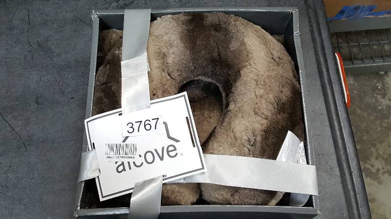 lot 3767 image: Alcove Throw and Memory Foam Travel Pillow Gift Set - Brown Stripes ONE SIZE