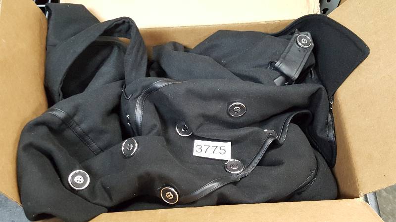 lot 3775 image: Excelled Womens Mixed Media Trench Coat  Jacket - Black XL  X-Large