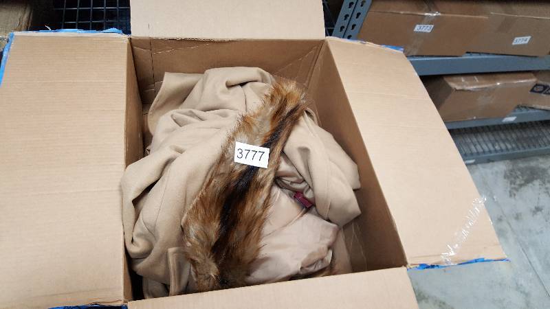 lot 3777 image: Outdoor Spirit Womens Belted Coat  Jacket with Fur-Look Collar -  Camel - Size Large