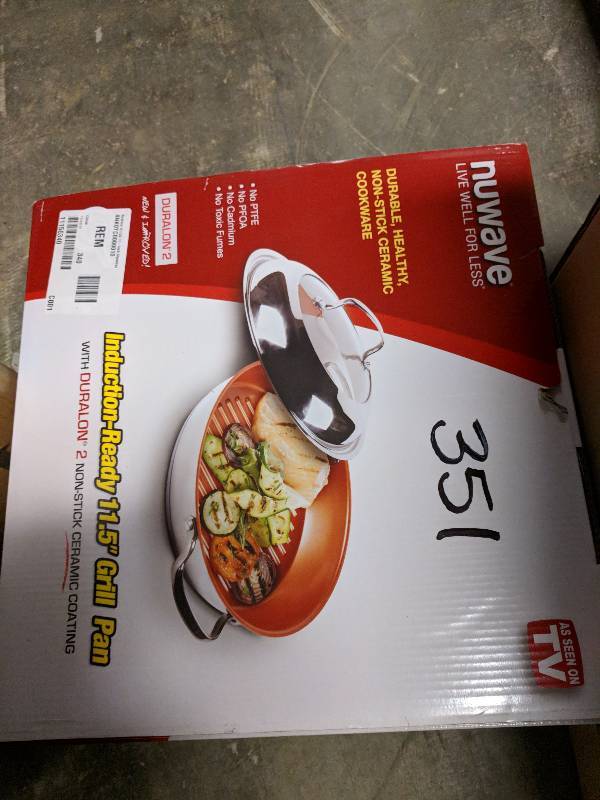 lot 351 image: NuWave 31125 11 Stainless Steel Nonstick Grill Pan with Lid