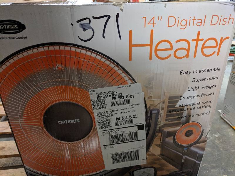 lot 371 image: Optimus 14 Oscillating Digital Heater with Remote - Black