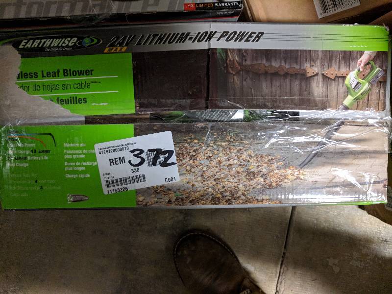 lot 372 image: Earthwise 24V Lithium-Ion Cordless Leaf Blower