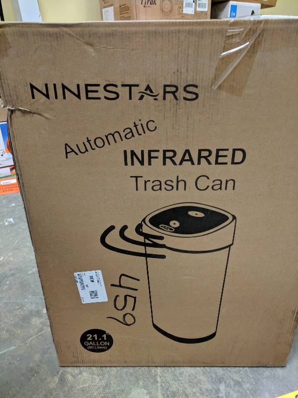lot 459 image: Nine Stars 21-Gallon Motion-Sensor Trash Can
