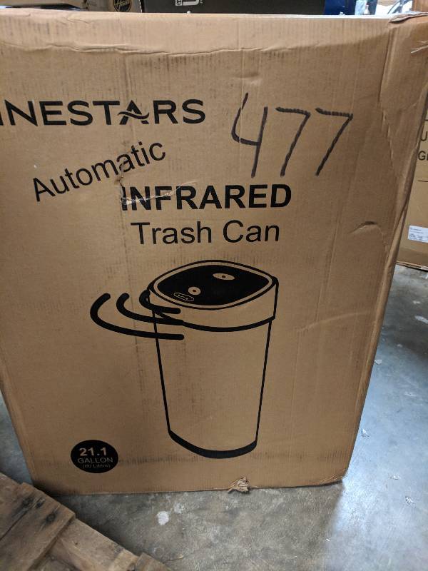 lot 477 image: Nine Stars 21-Gallon Motion-Sensor Trash Can