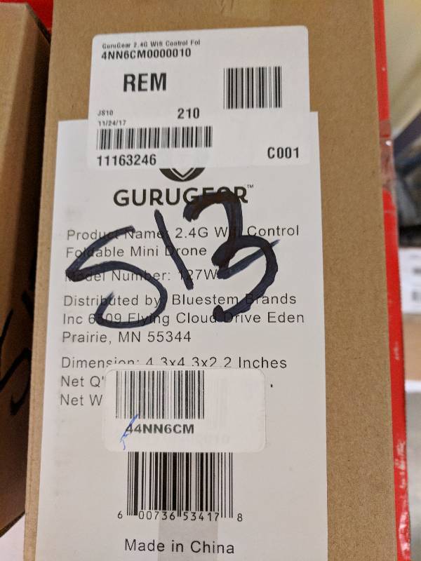 lot 513 image: GuruGear Mini 2.4GHz Foldable Quadcopter Drone with Wi-Fi Camera