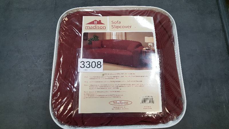 Madison Industries Solid Color Jersey Sofa Slipcover Ruby