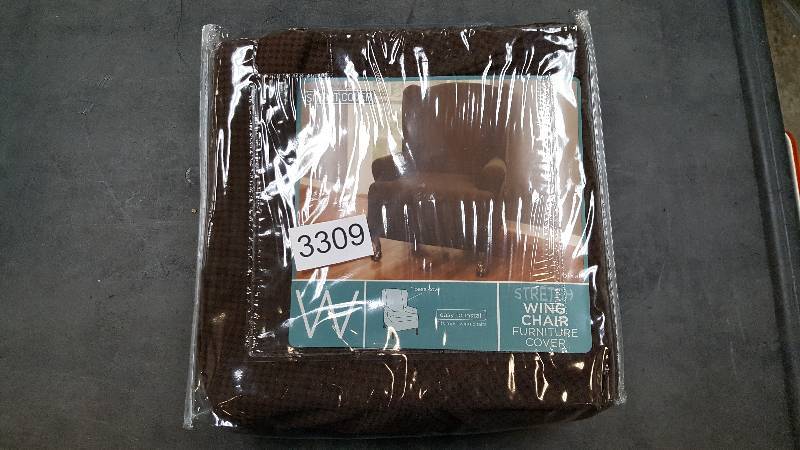 Maytex Stretch Pixel Wing Chair Slipcover Chocolate
