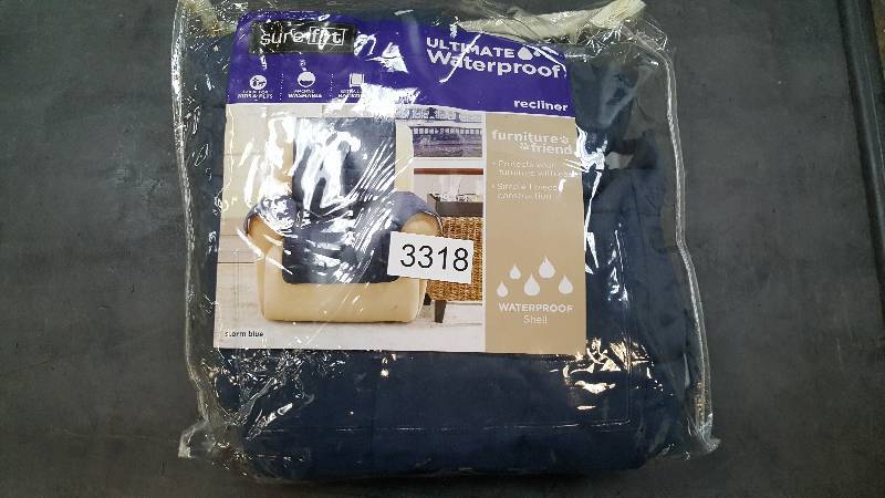 Sure Fit Ultimate Waterproof Suede Recliner Cover Storm Blue