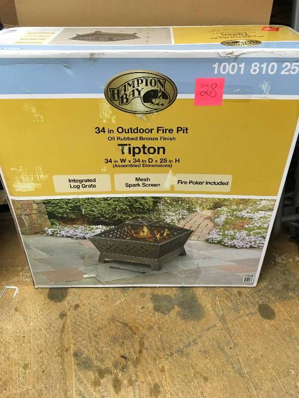 Hampton Bay Tipton 34 in. Steel Deep Bowl Fire Pit in Oil Rubbed Bronze open box never used