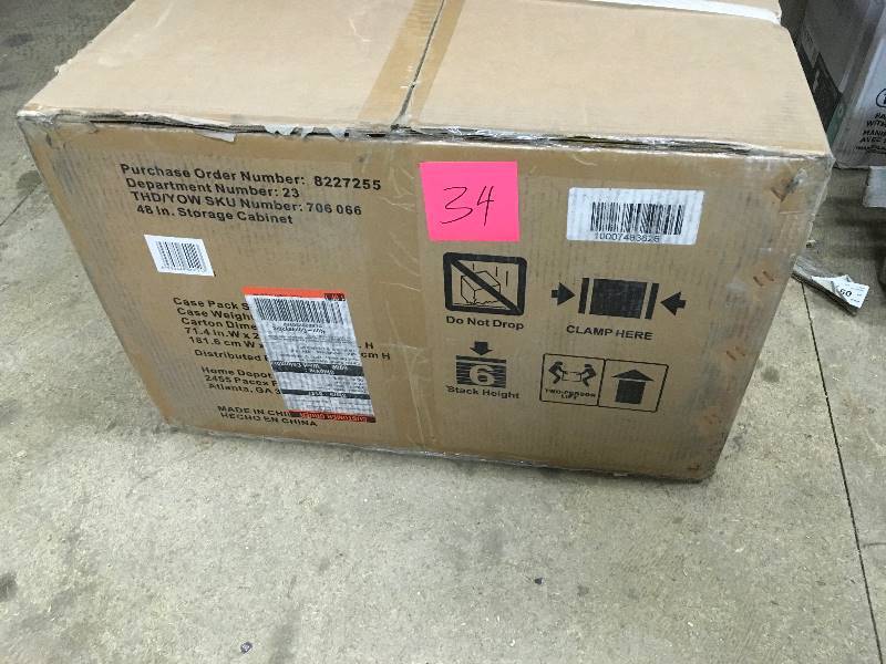 Husky 72 in. H x 48 in. W x 18 in. D Steel Garage Floor Cabinet, Smooth Glossy Black Power Coating open box never used