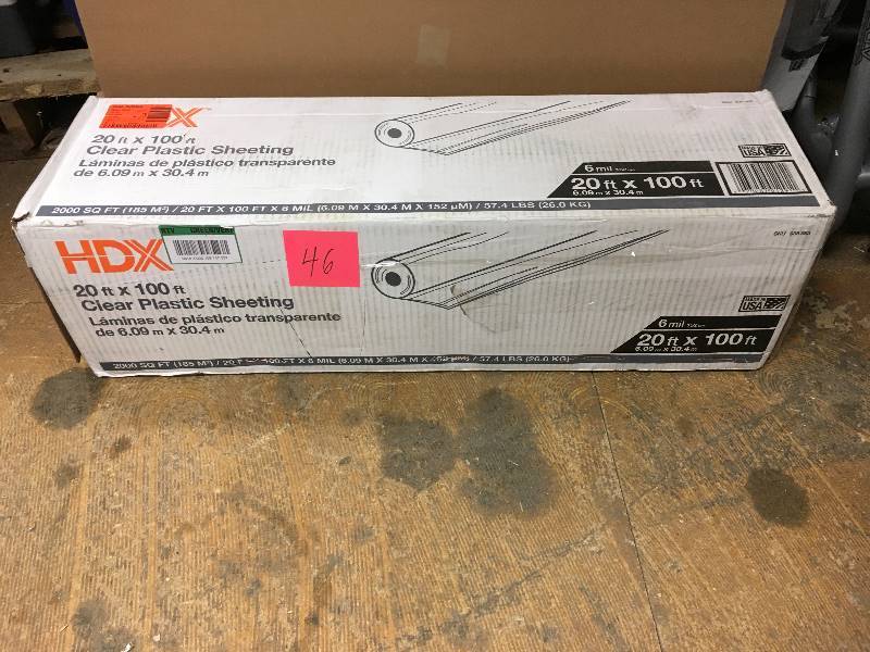 HDX 20 ft. x 100 ft. Clear  Plastic Sheeting New