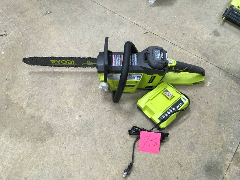Ryobi 40 Volt Lithium Brushless 14 Cordless Chain Saw in working conditions