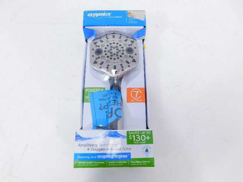 lot 6 image: Oxygenics 89546 PowerSelect 7-Spray Fixed Showerhead, 3.38, Brushed Nickel