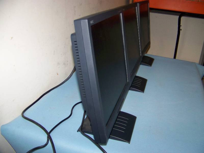 lot 137 image: (3) NEC, LCD, AccuSync, Computer Monitors  Displays on Stands
