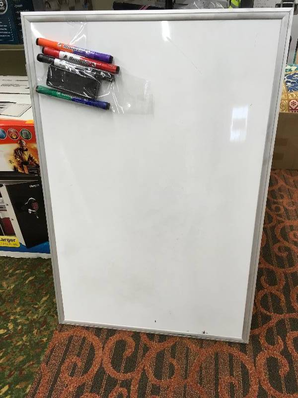 DRY ERASE BOARD AND MARKERS