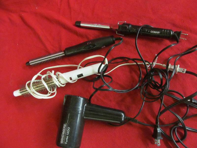 curling irons, hair dryer