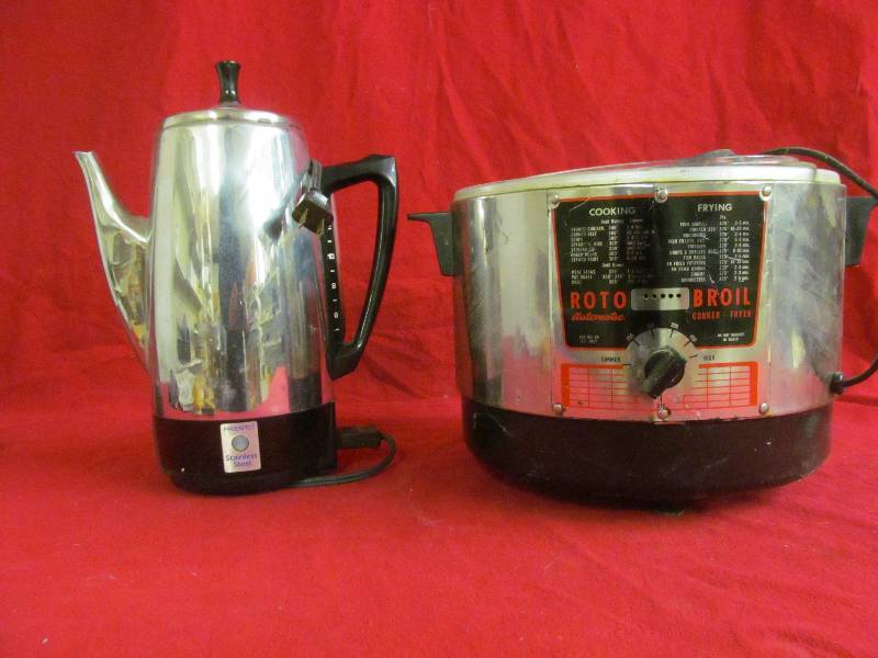 Roto Broil cooker, Presto coffee Percolator