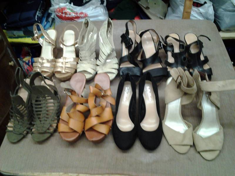 8 Pair Wedge Sandals & High Heels Size 910