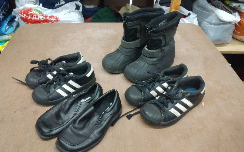 2-Pair Adidas Size 12 & 2, 1-Pair Dress Shoes Size 12W, 1-Pair Boots Size13