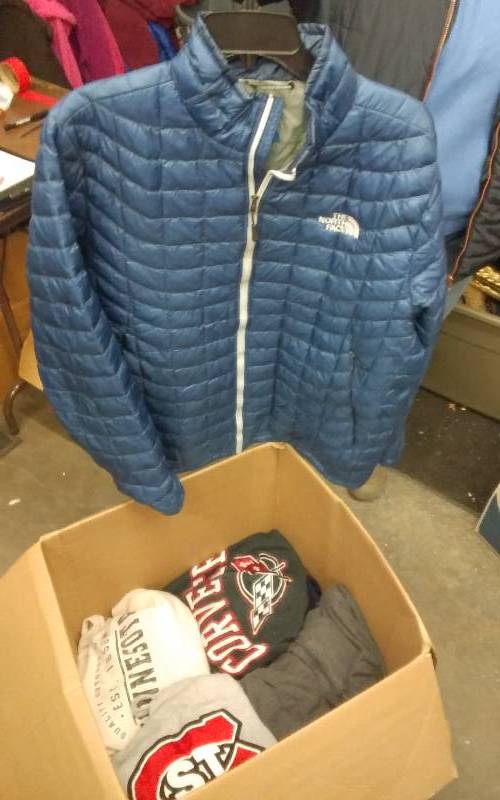 The North Face Mens Jacket Size L & Box Of Sweatshirts XL