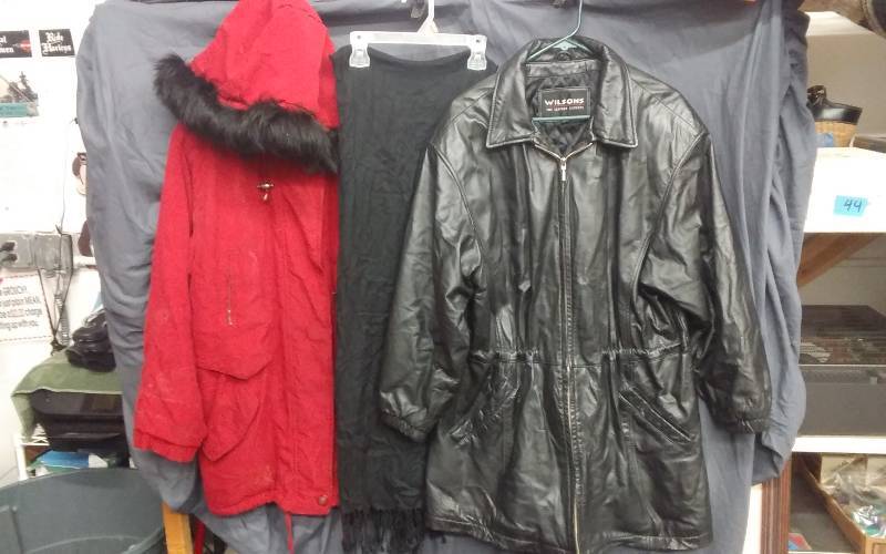 2-Ladies Winter Coats (Wilsons Leather) Size L, 1-Fashion Scarf