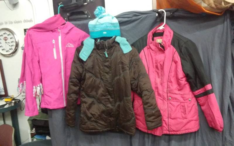 3-Girls Jackets Size XL 1416, 1-Stocking Cap, 1-Scarf