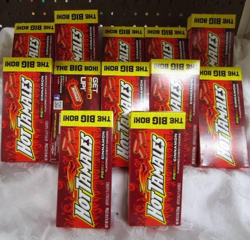 Box full of candy 12 ct Big Boxes of Hot Tamales  Shelf Pulled Items