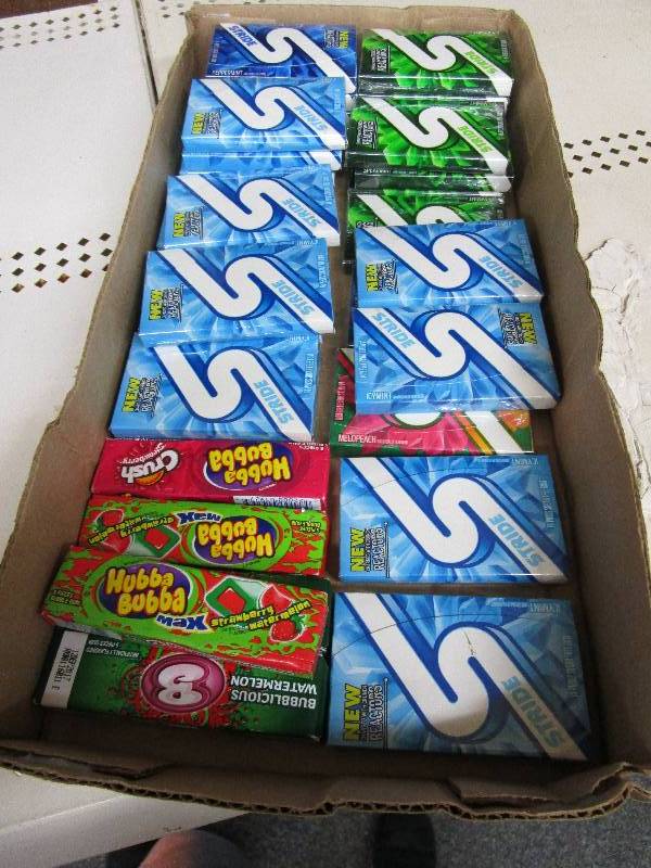 Box full of candy 35 ct packs of gum  Shelf Pulled Items