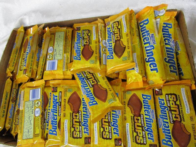 Box full of candy 61 ct butterfinger and peanut butter cups  Shelf Pulled Items