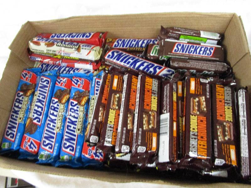 Box full of candy 53 ct snikers , crunch  Shelf Pulled Items