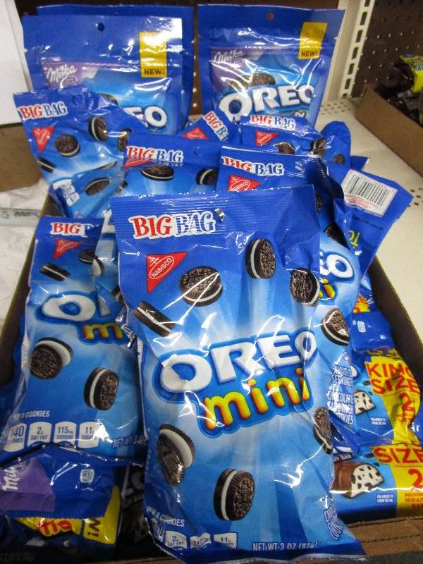 Box full of candy 36 ct of various oreos  Shelf Pulled Items