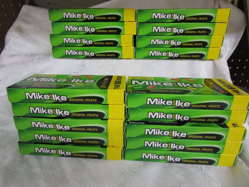 Box full of candy 18 boxes of Mike and Ikes  Shelf Pulled Items