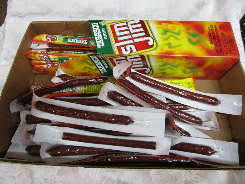 Box full of 40 beef jerky Sticks  Shelf Pulled Items