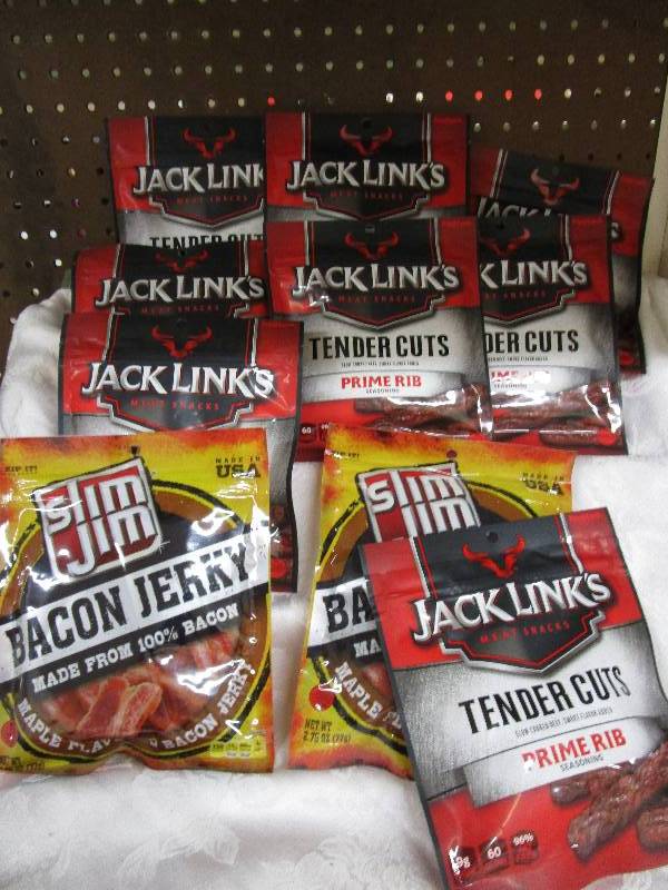 Box full of 10 Bags of Jerky  Shelf Pulled Items
