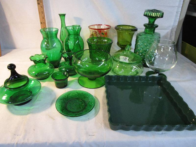Various Green and depession Glasswarevases